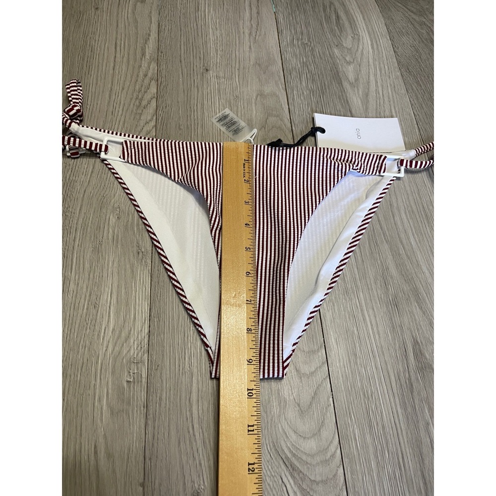 Onia coastal prep red white seersucker bikini bottoms resortwear beachcore - Picture 3 of 13
